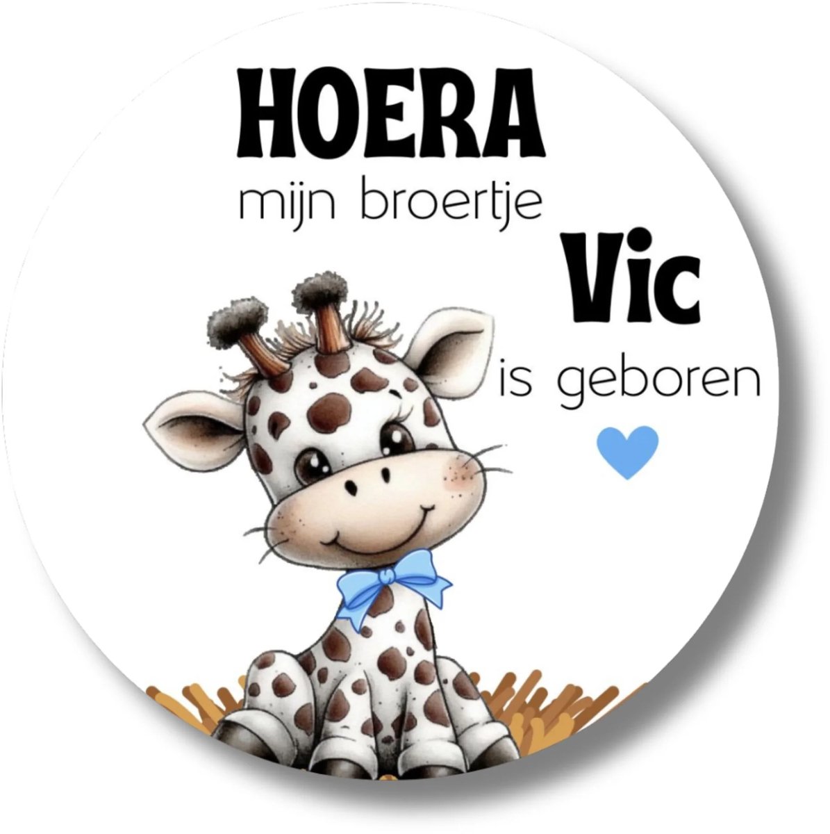 Naamstickers Geboorte Broertje | 20 Traktatie Stickers Giraffe en Hartje